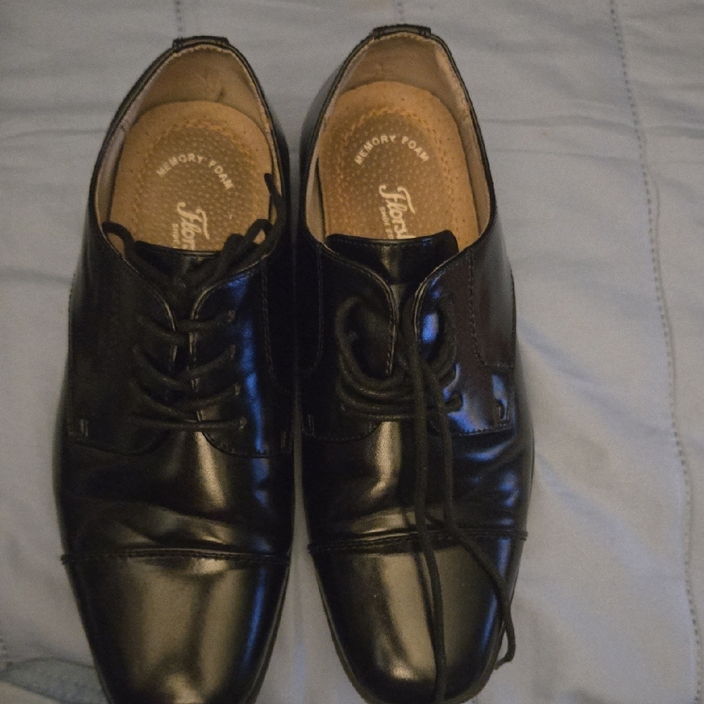 Florsheim Black Cap-Toe Oxfords with Glossy Finish